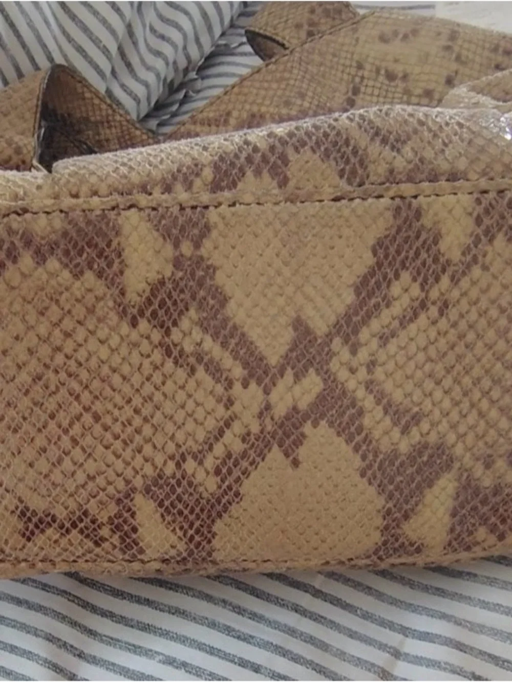Michael Kors Tan Snake-Print Hobo with Gold MK Medallion